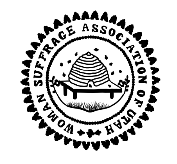 Woman Suffrage Association of Utah stamp emblem with a beehive in center
