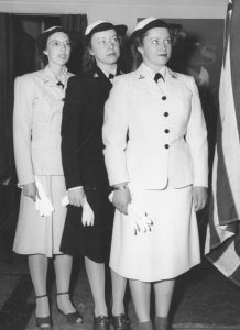3 women in navy uniform in the 1940s